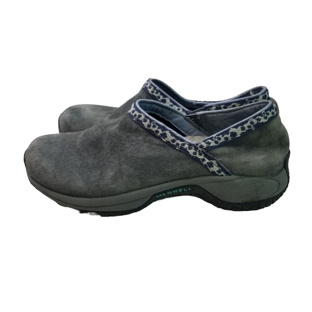 Merrell encore adam gray suede clogs mocs